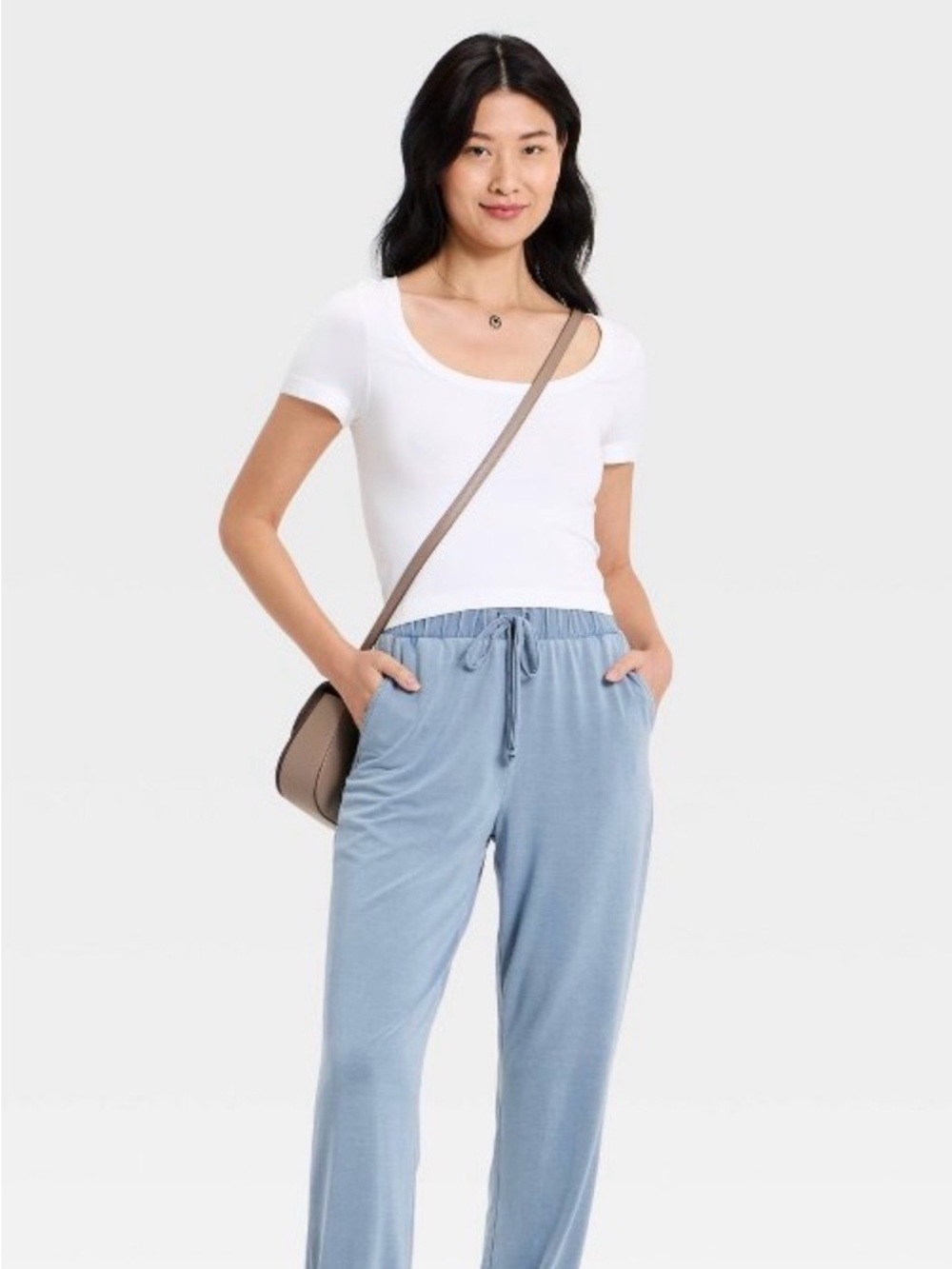 a new day Soft Drawstring Wide-Leg Jeggings - Light Blue